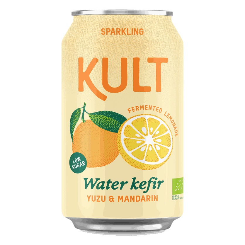 KULT Water Kéfir | Yuzu & Mandarine | Pétillante | BIO | 12 x 33 cl | Canette