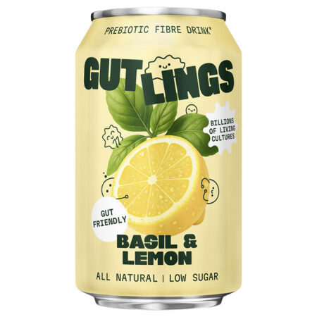 GUTLINGS | Prebiotic Fibre Drink | Basil & Lemon | 12 x 33 cl | Canette